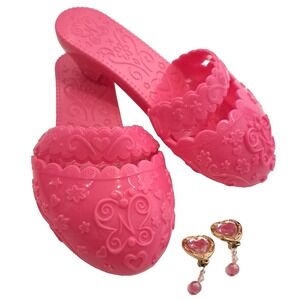 Disney FANCY NANCY Pink Dress Up Shoes & Play Earrings Costume Heels Princess